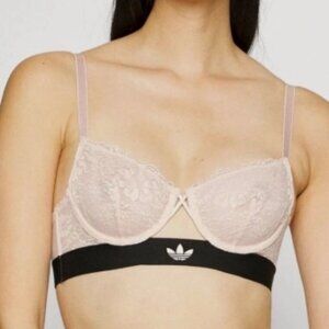 Adidas Modern Flex Lace Demi Bra 36 D Adjustable Straps Logo (Peach Whip) NWT